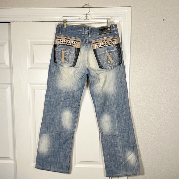Armani Jeans Mens Baggy Jeans Embroidered Tribal Grunge Jnco Hip Hop Size 32